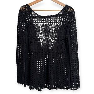 Free People Black Crochet Sweater